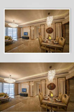 吊灯高端创意黄色椅子客厅设计图片