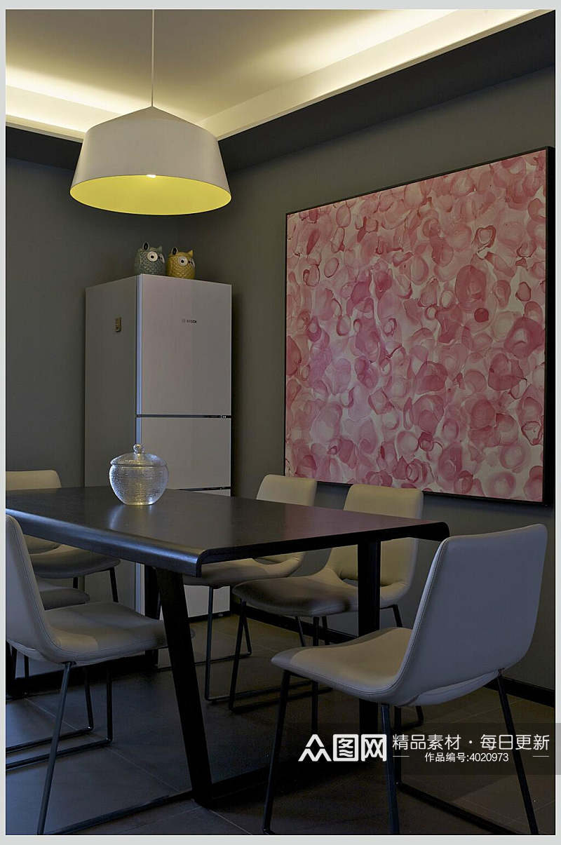 红色花纹墙面餐厅装修图片素材