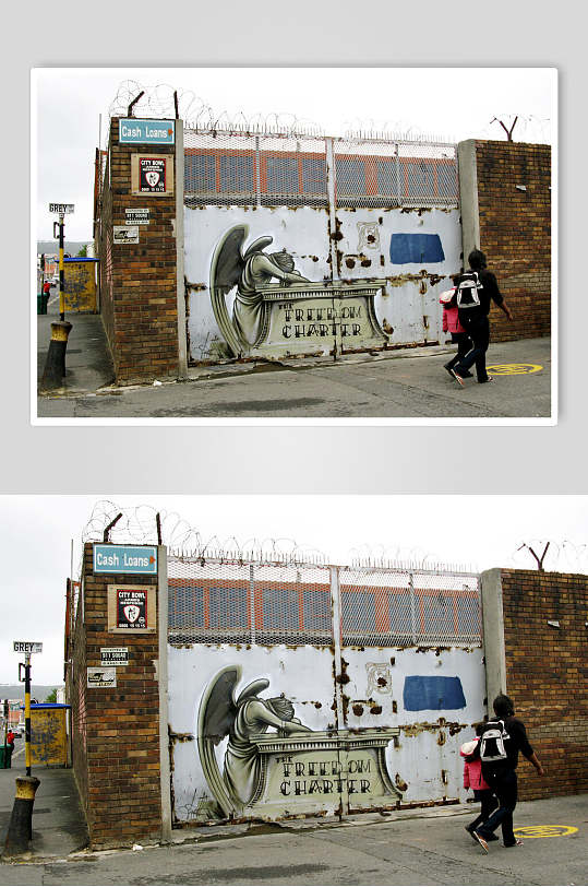 红砖街头墙面涂鸦图片