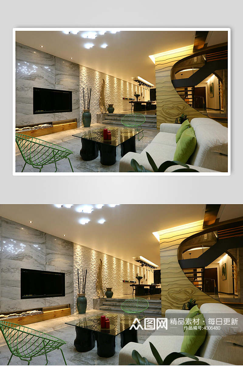 时尚灯光椅子高端创意客厅设计图片素材
