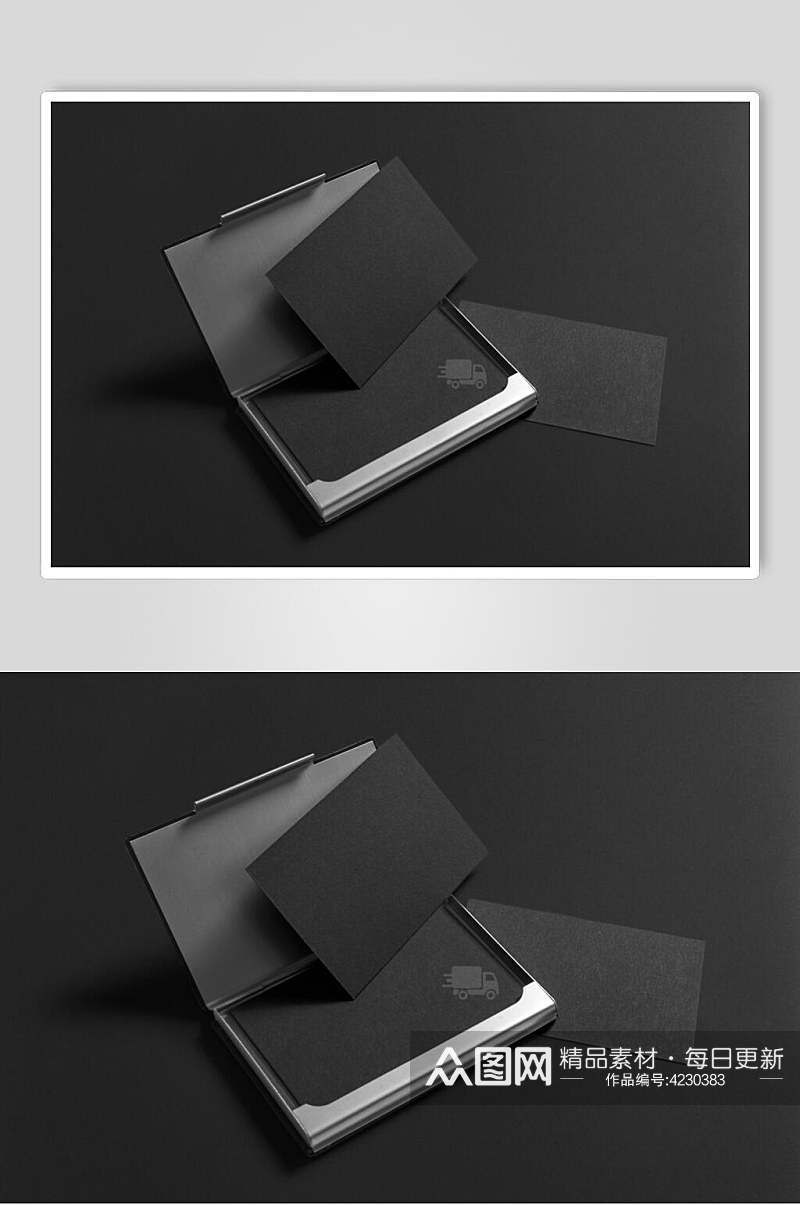 长方形卡纸黑色品牌VI设计样机素材