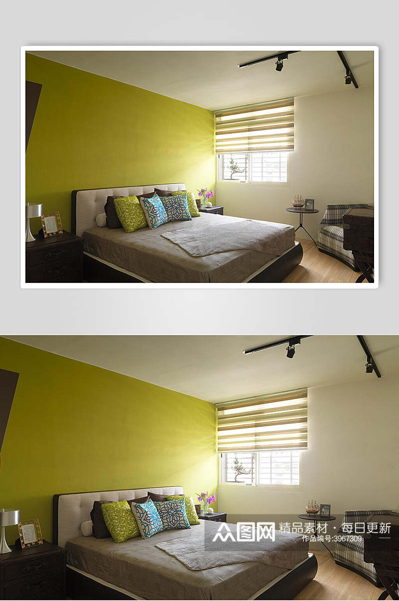 优雅清新枕头窗户卧室家装设计图片素材
