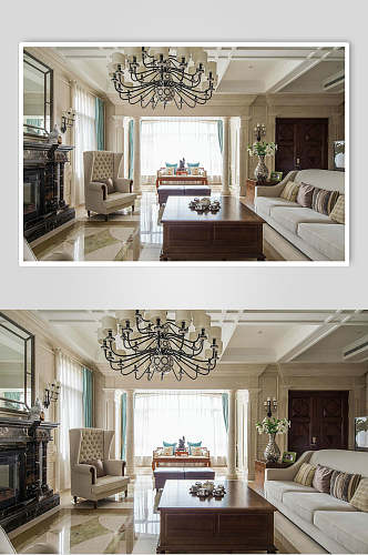 吊灯创意高端桌子沙发欧式别墅图片