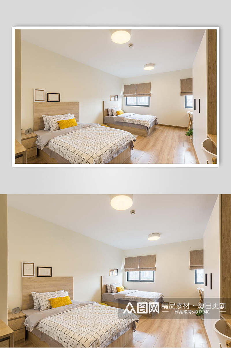 高端创意天灯双人床窗迷你公寓图片素材