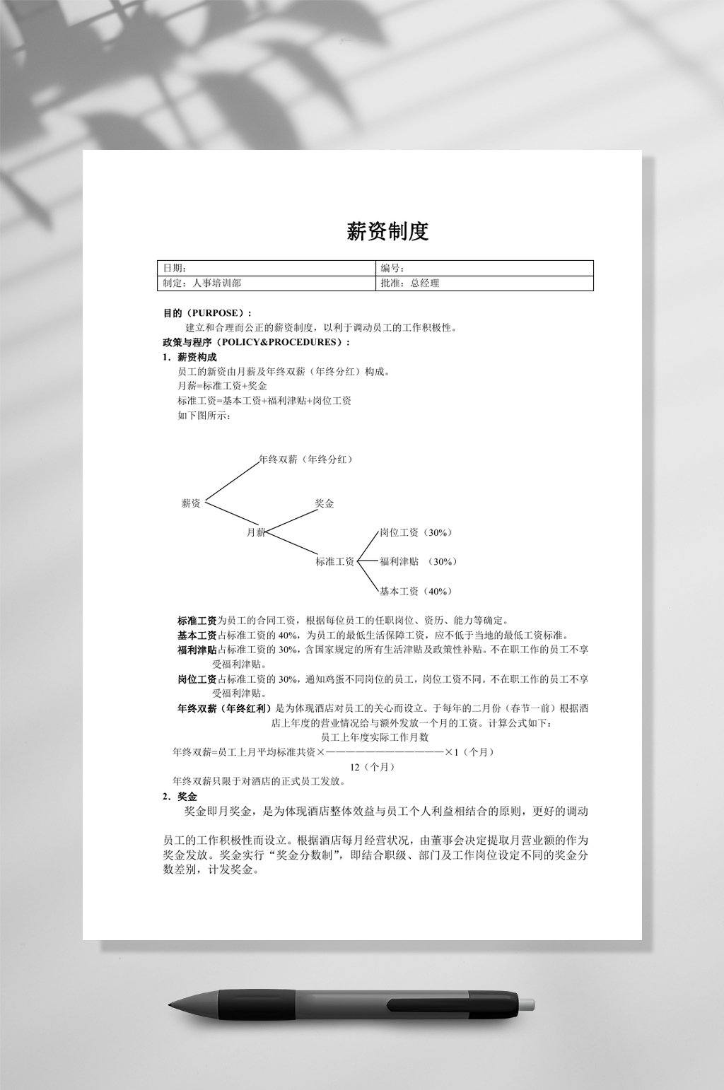 创意薪资制度WORD素材