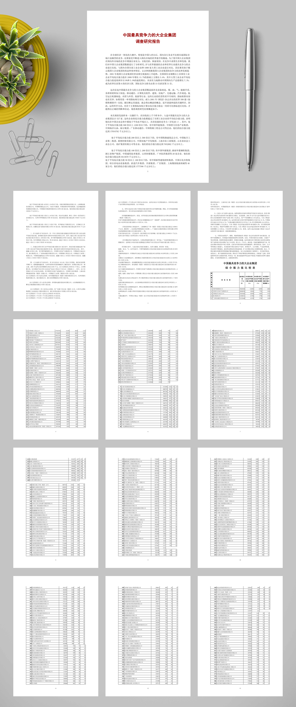 中国最具竞争力的大企业集团调查研究报告WORD素材