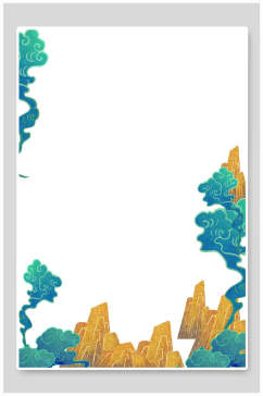 创意个性留白手绘黄国潮背景框背景