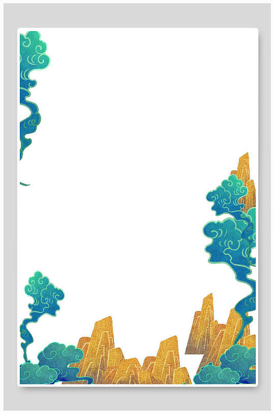 创意个性留白手绘黄国潮背景框背景
