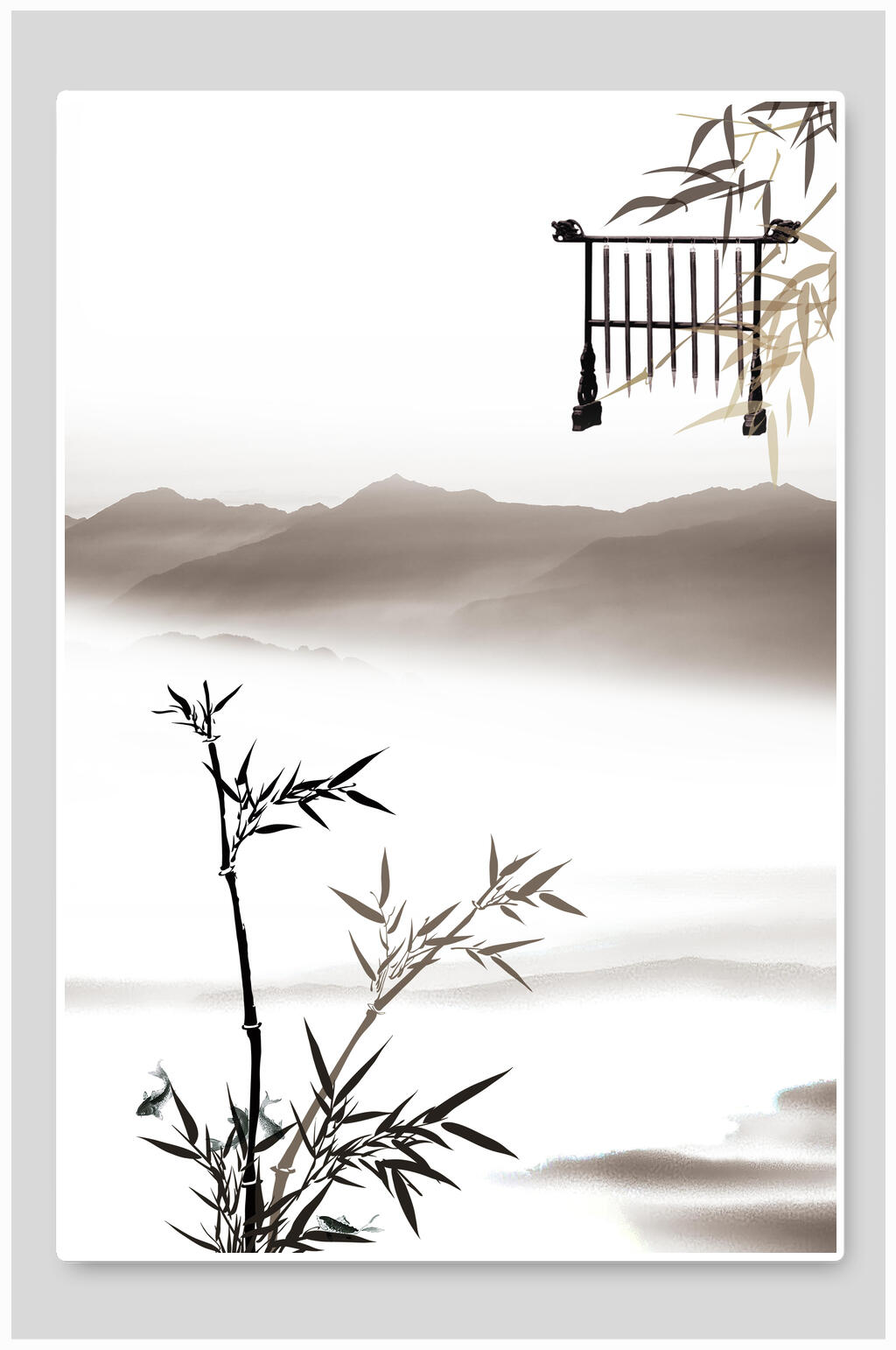 竹子古風(fēng)中國風(fēng)水墨工筆畫背景素材