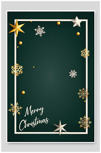 绿色雪花五角星创意圣诞海报背景
