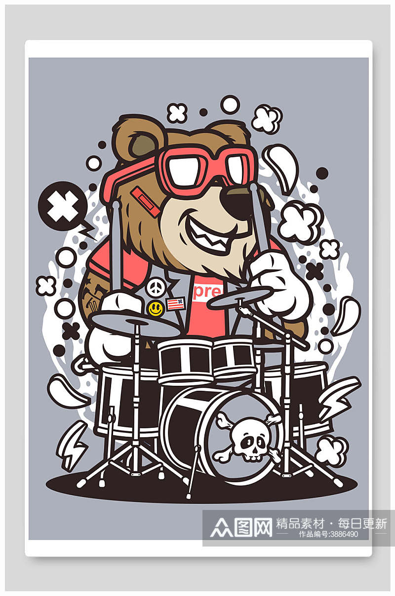 漫画小熊机器人插画素材