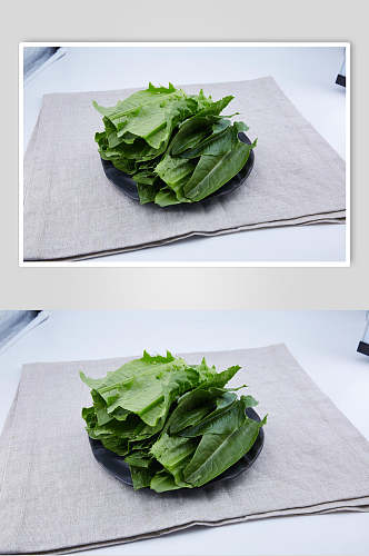 绿色有机青菜火锅荤菜配菜摄影图片