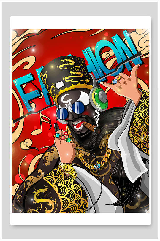 简约炫酷唯美创意大气创意国潮插画