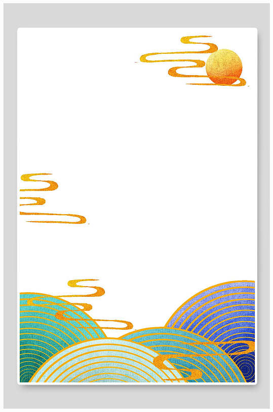 太阳国潮背景框背景