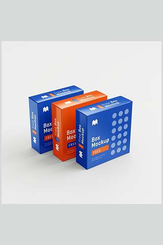 圆形方形蓝橙大气极简纸盒包装样机