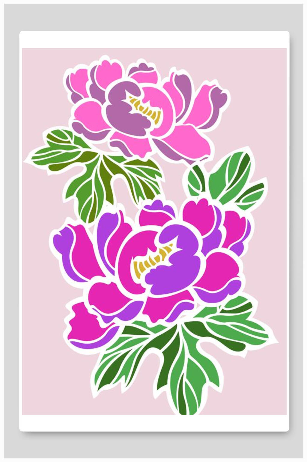 典雅大气新中式花朵插画素材