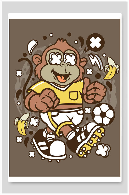 运动员猴子漫画机器人插画