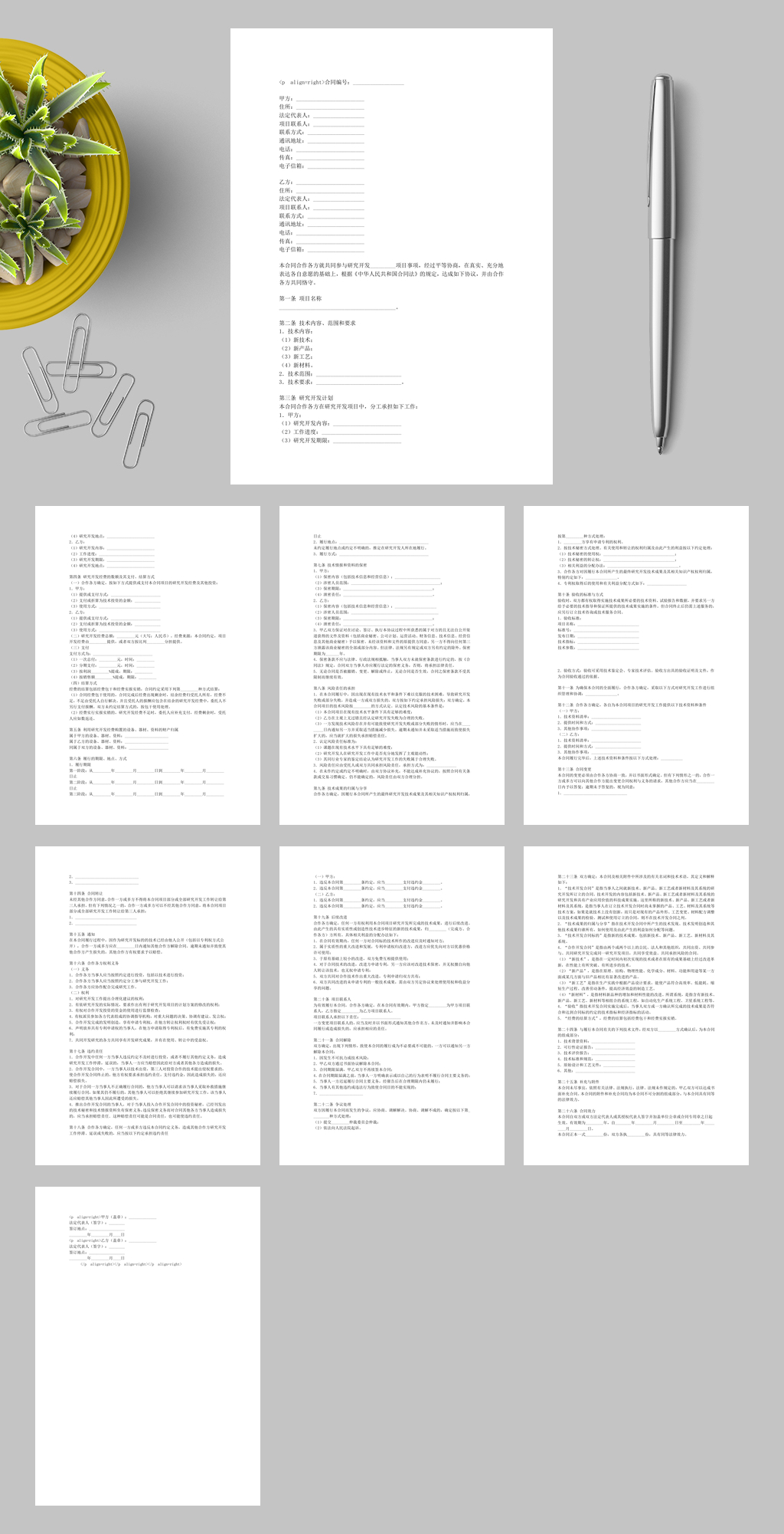 合作开发合同WORD素材