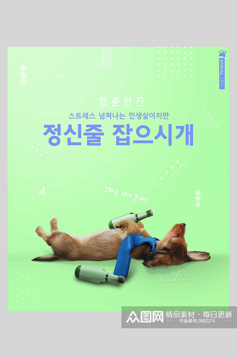 韩文创意宠物海报素材