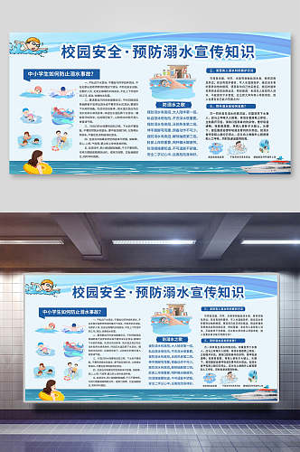 校园安全预防溺水宣传知识防溺水展板