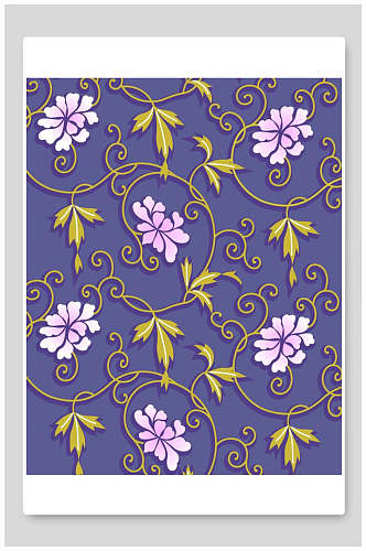 紫色新中式花朵插画