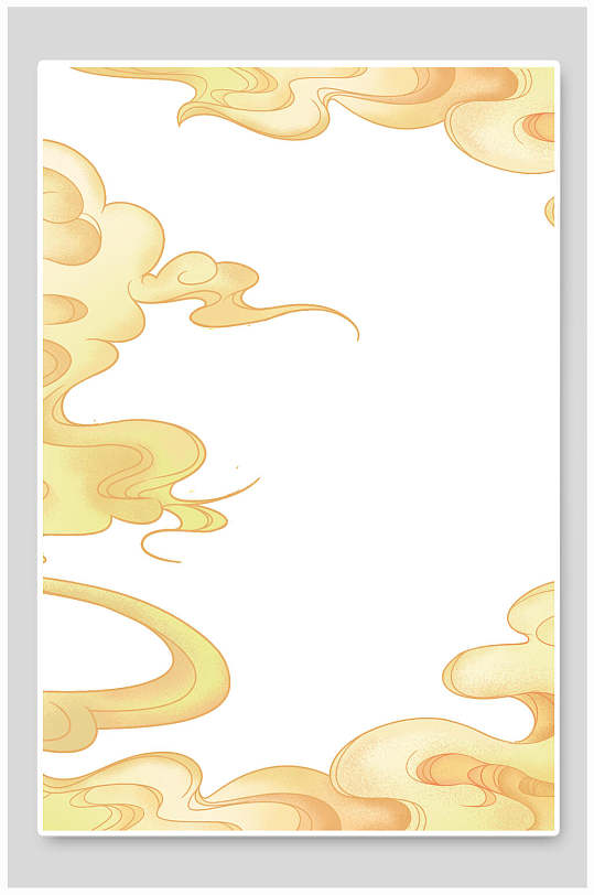 黄色云彩国潮背景框背景