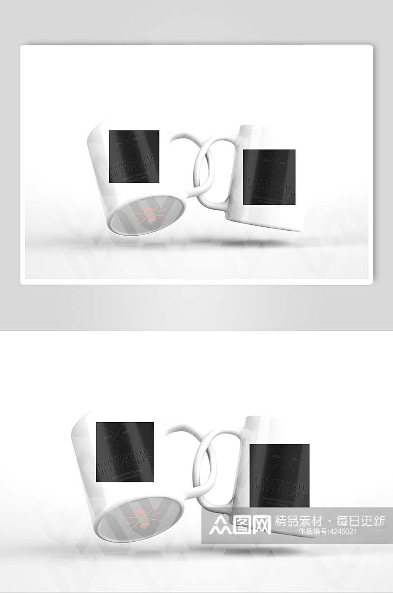 黑白悬空简约时尚杯子马克杯样机素材
