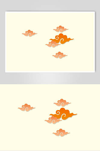 橘色云朵中式花纹边框素材