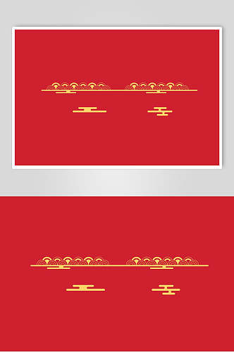 红色简约中式花纹边框素材