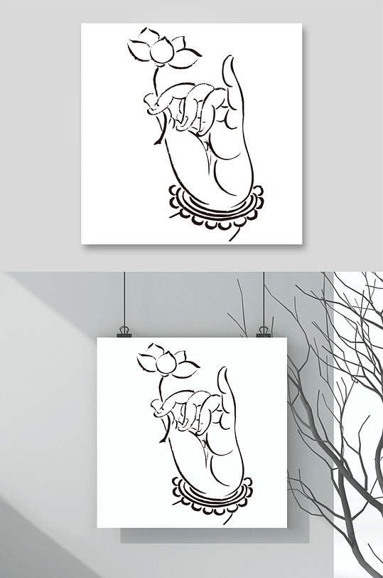 荷花观音佛手矢量素材