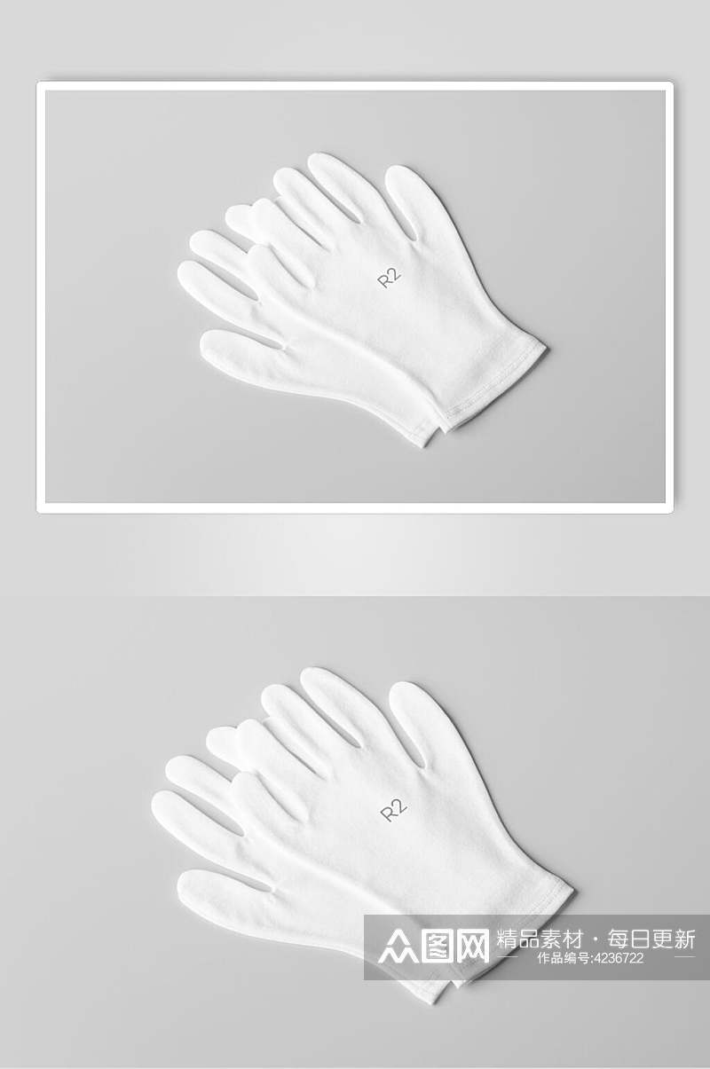 灰白简约平放大气高端手套展示样机素材