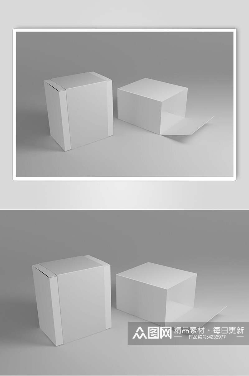 创意大气立体纸盒包装贴图样机素材