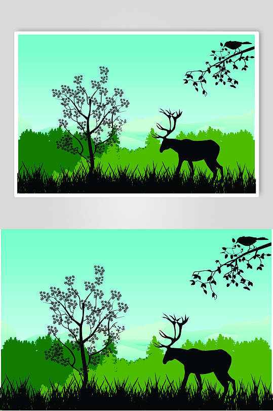 精美大气麋鹿森林插画-众图网