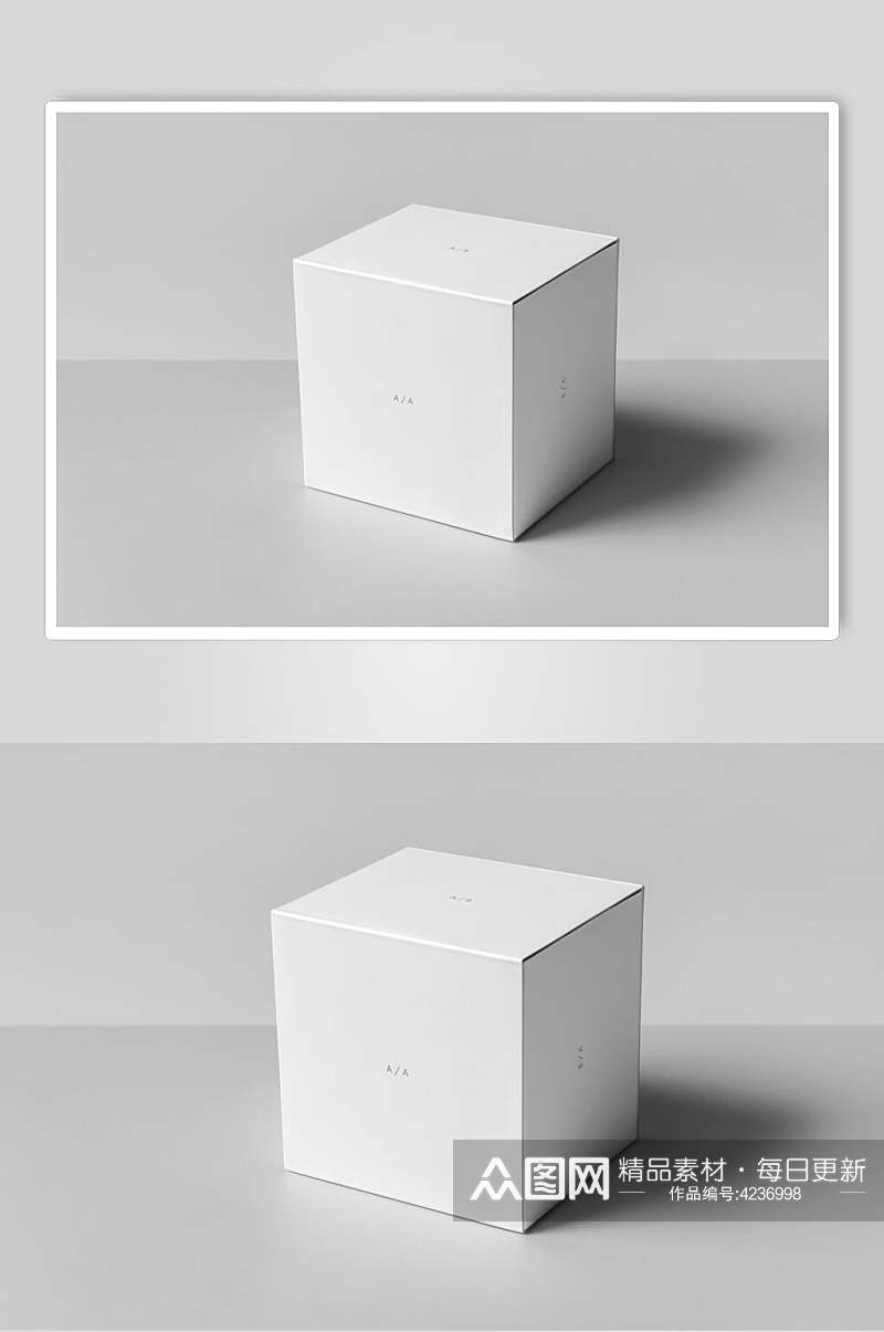 阴影方形灰色简约纸盒包装贴图样机素材
