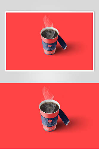 红色烟雾饮品纸杯智能贴图样机