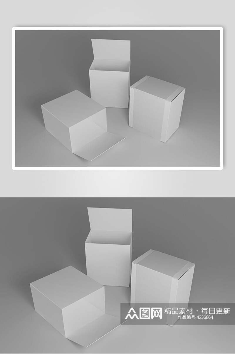 方形黑色大气高端纸盒包装贴图样机素材