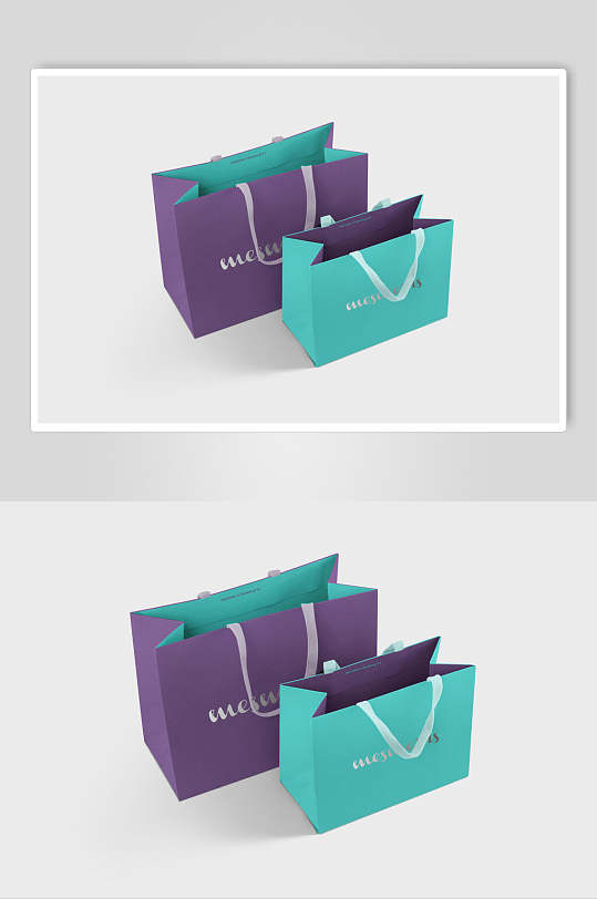 紫色精美礼品礼物袋品牌包装盒样机