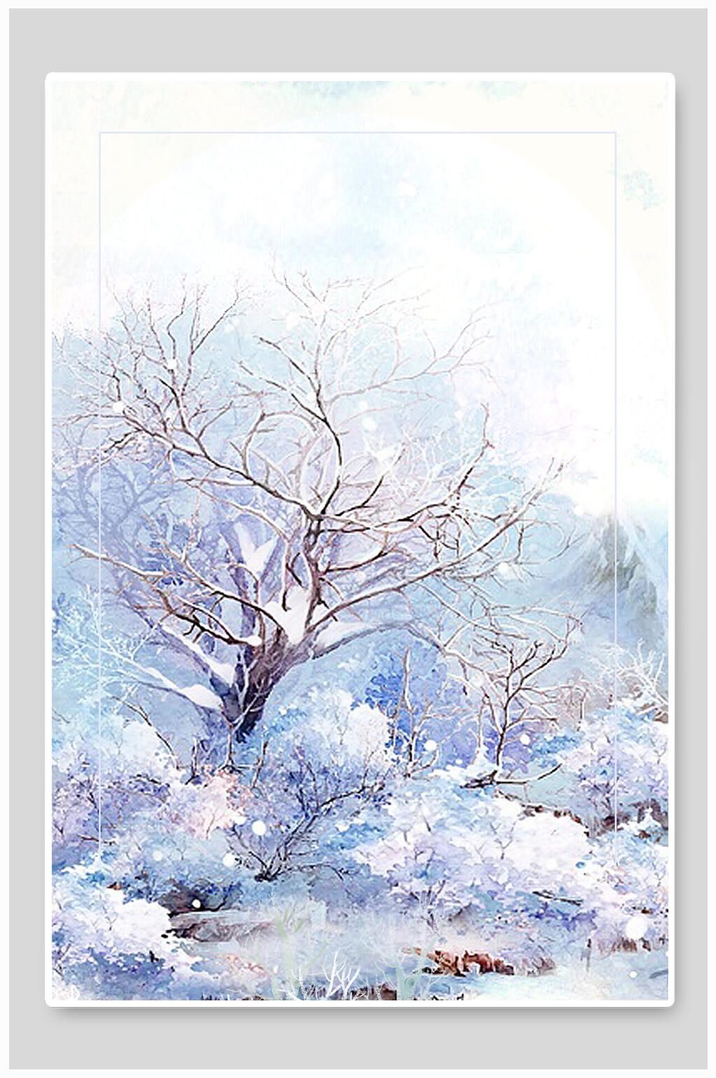 简约洋气时尚梦幻优雅雪白古风背景素材