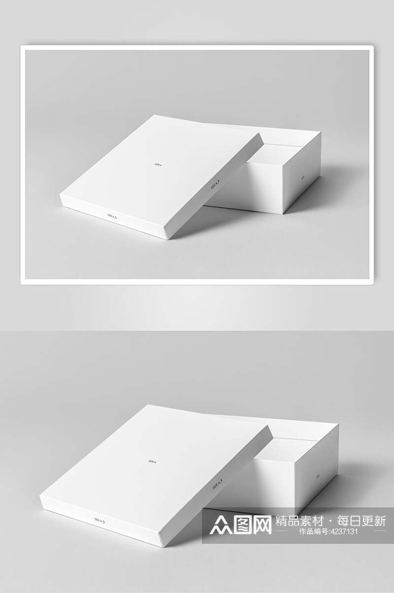 白色品牌纸盒包装贴图样机素材