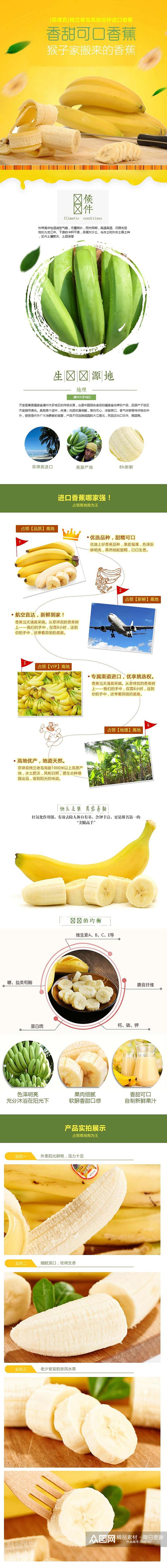 菲律宾进口香蕉水果手机版淘宝详情页素材