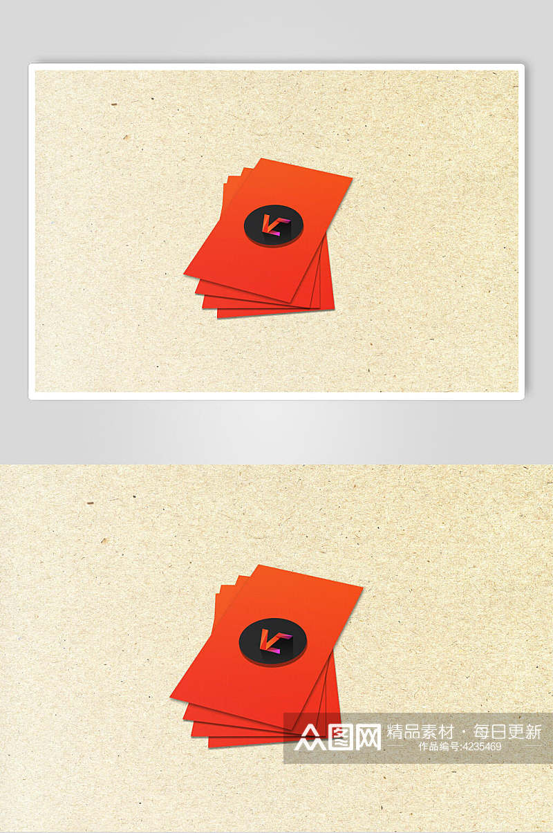 橙色图标大气高端纸张卡片名片样机素材