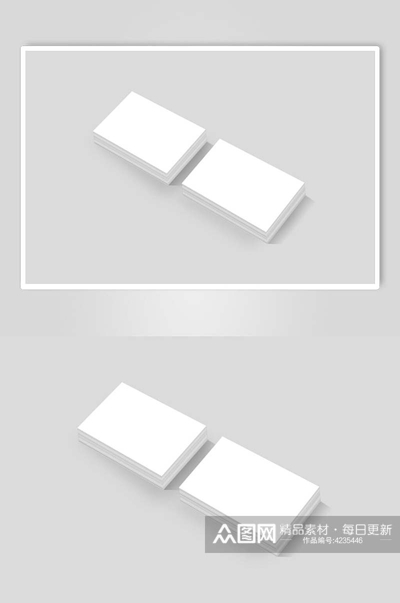 灰白方形平放大气高端简约名片样机素材