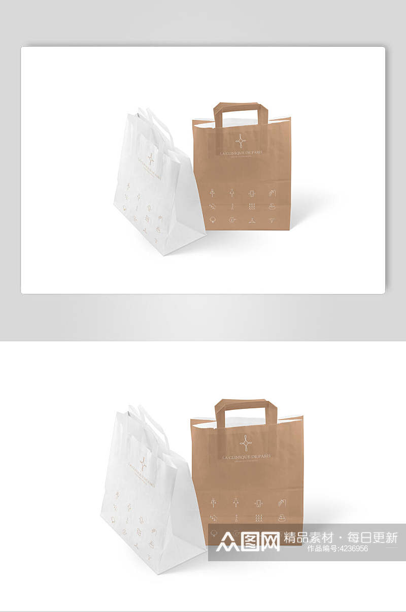 黄白袋子礼品礼物袋品牌包装盒样机素材