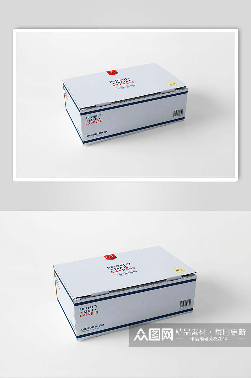 蓝色盒子方形简约纸盒包装贴图样机素材