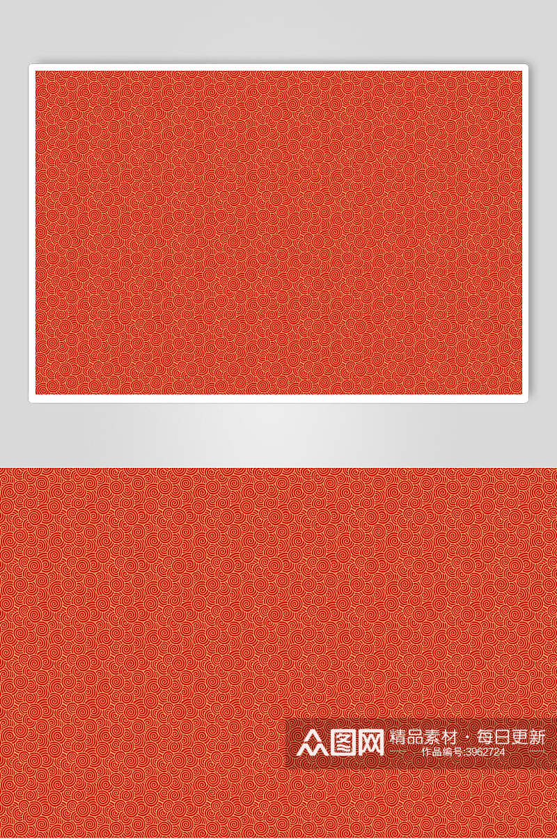 红色简约中式花纹边框素材素材