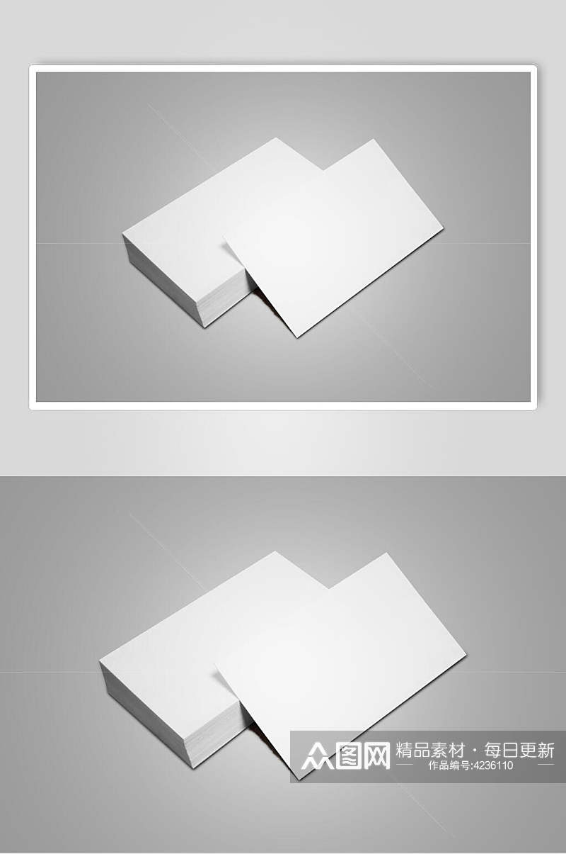 纸张立体留白灰白方形清新名片样机素材