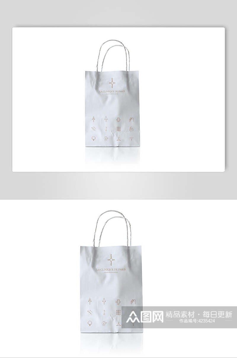 白色纸带礼品礼物袋品牌包装盒样机素材