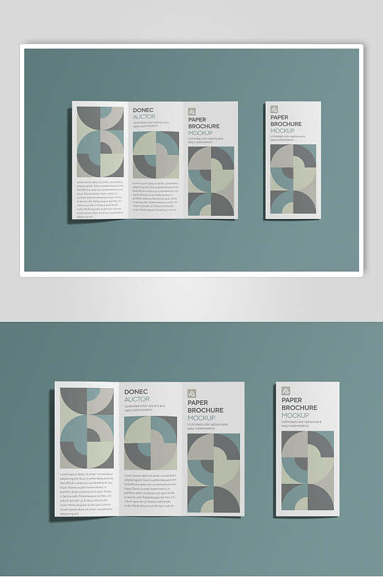 几何清新三折页展示样机-众图网