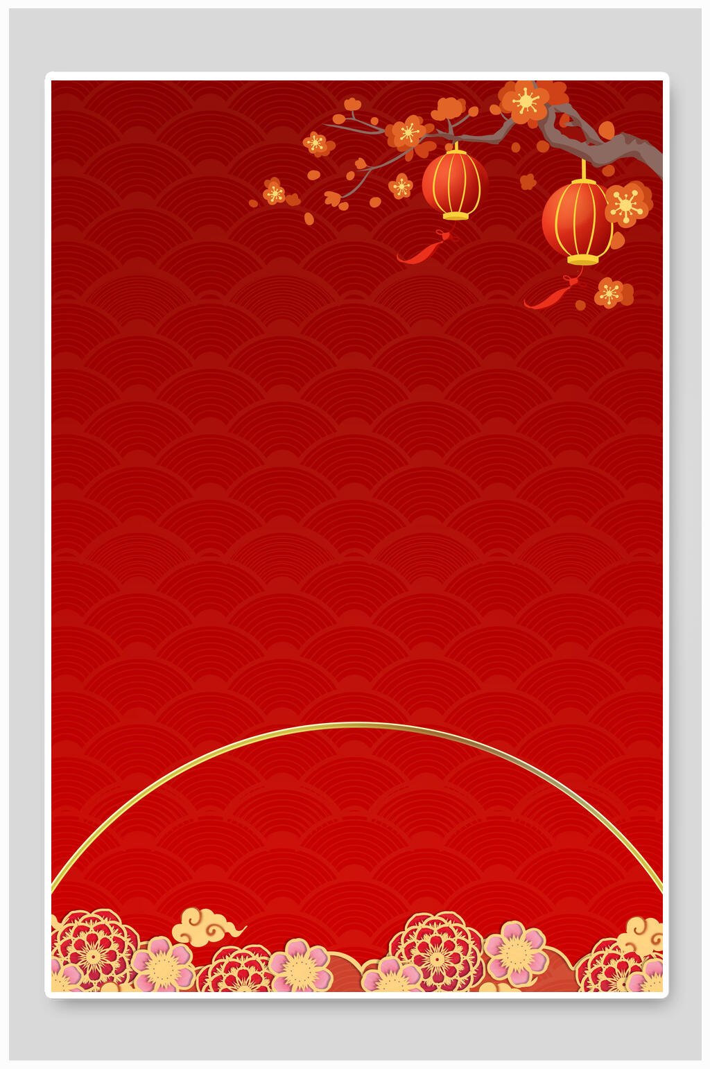 灯笼简约个性创意大红虎年新年背景素材