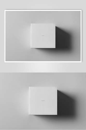 阴影灰白方形简约纸盒包装贴图样机